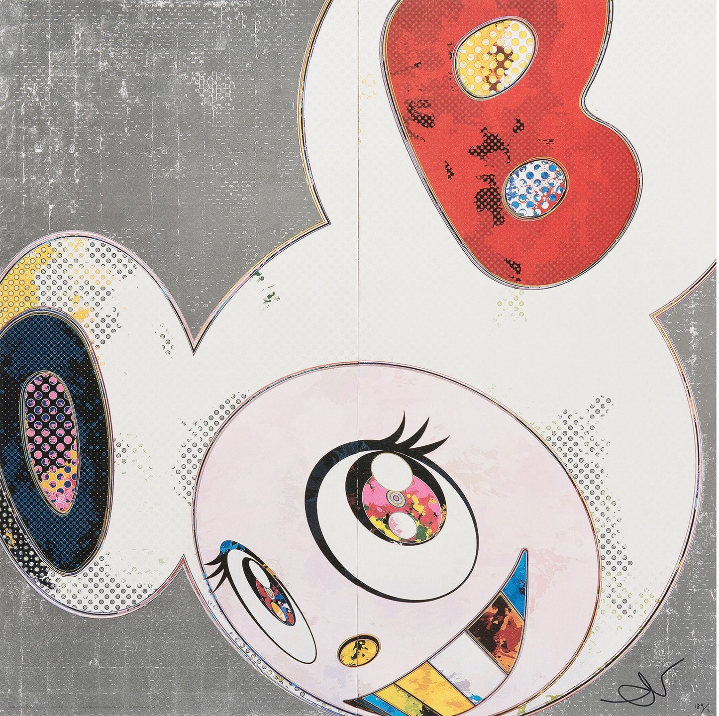TAKASHI MURAKAMI - DOB in Pure White Robe (Navy and Vermilion) (300 Edition, Signed), 2013