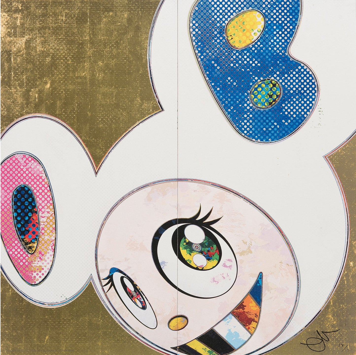 TAKASHI MURAKAMI - DOB in Pure White Robe (Pink and Blue) (300 Edition, Signed), 2013