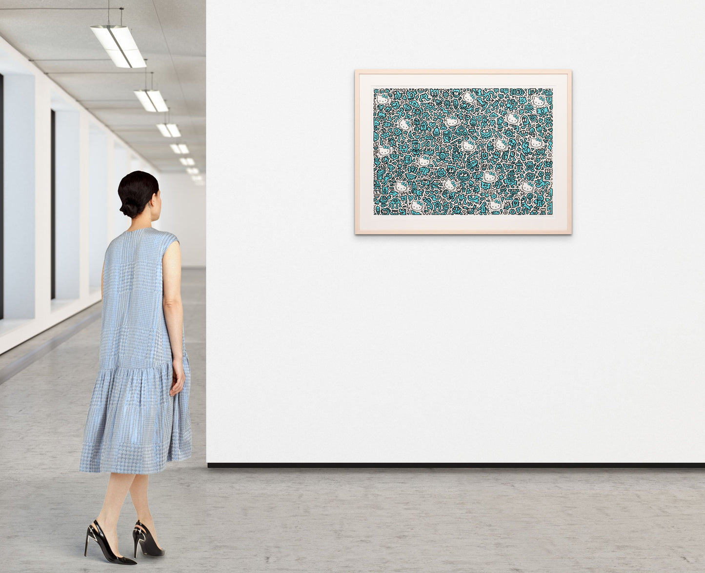 MR. DOODLE - Blue Kitty, 2019 (50 Edition, Signed and Framed)