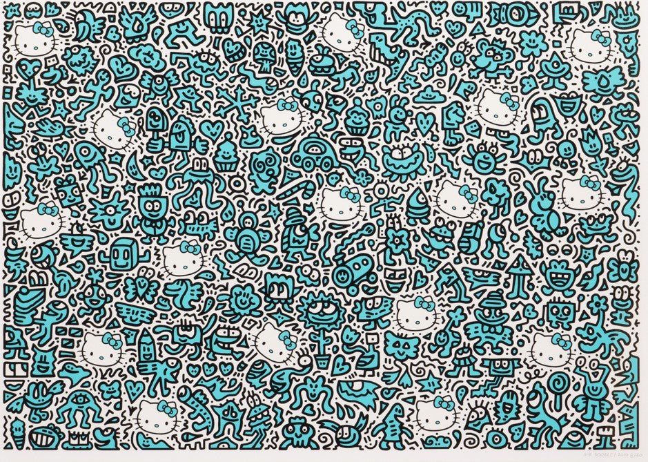 MR. DOODLE - Blue Kitty, 2019 (50 Edition, Signed and Framed)
