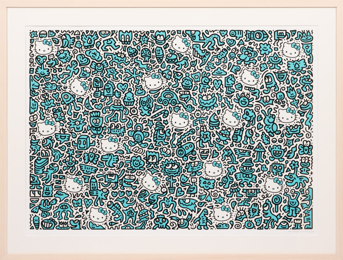MR. DOODLE - Blue Kitty, 2019 (50 Edition, Signed and Framed)