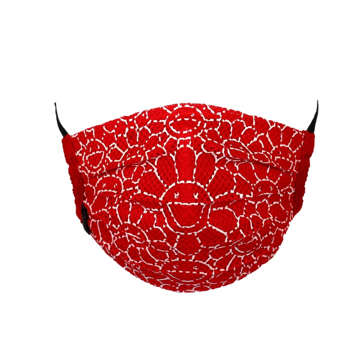 TAKASHI MURAKAMI - Mesh Flower Pattern Mask (Black, Grey, Red, Yellow)