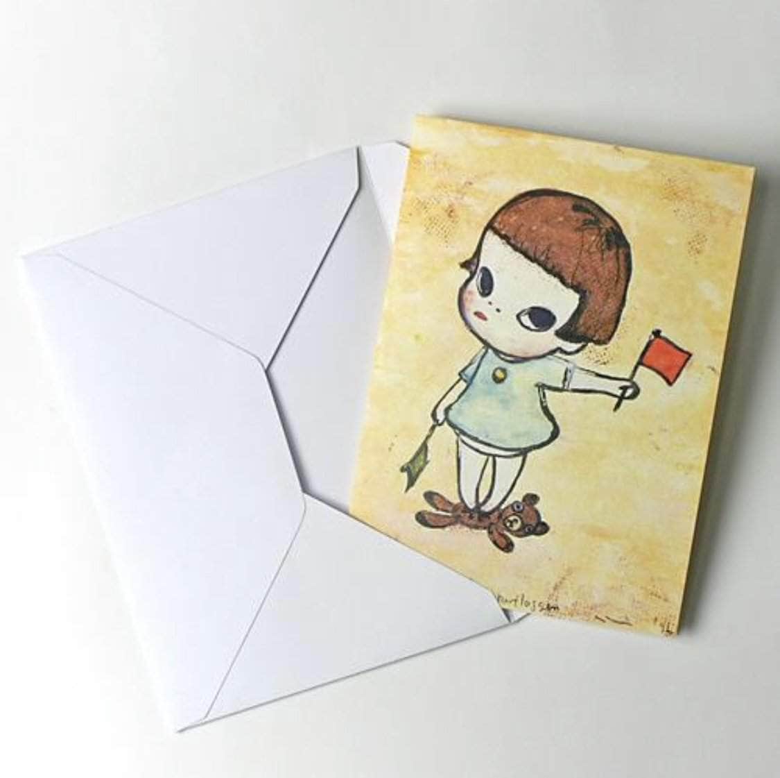 YOSHITOMO NARA - "Flag Signal Girl" Greeting Card
