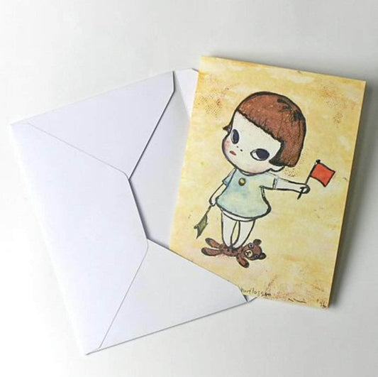 YOSHITOMO NARA - "Flag Signal Girl" Greeting Card