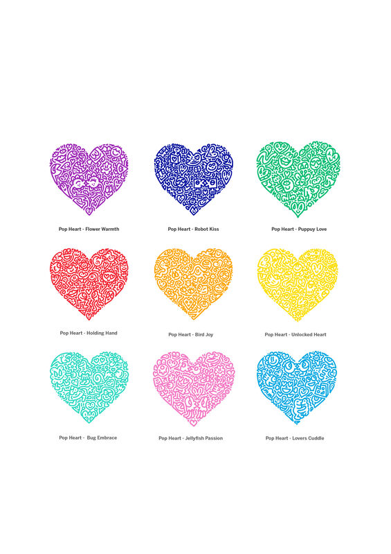 MR. DOODLE - Pop Heart Collector's Box (Complete Set of 9 prints), 2021 (100 Edition, Signed)