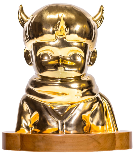 Hikari Shimoda - “Children of This Planet #7” Shiny Gold Luster Glaze Porcelain Sculpture