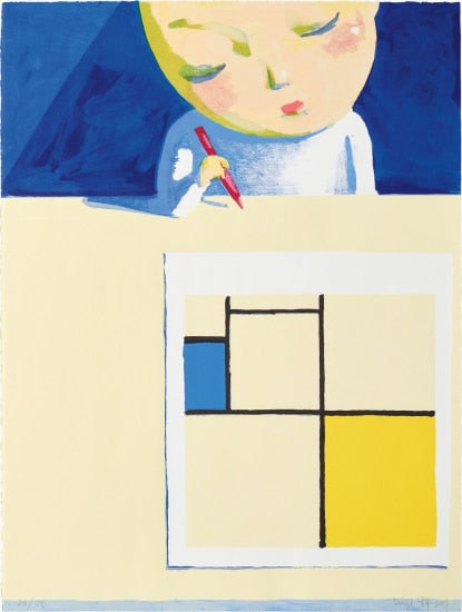 LIU YE - Girl with Mondrian (Signed and Framed), 2001