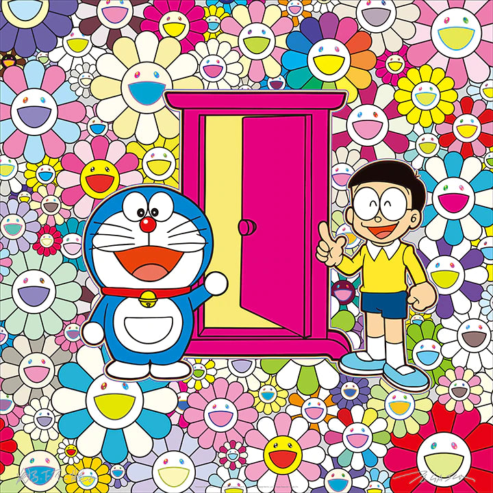 TAKASHI MURAKAMI - Anywhere Door (Dokodemo Door) in the field of flowers (Signed), 2020