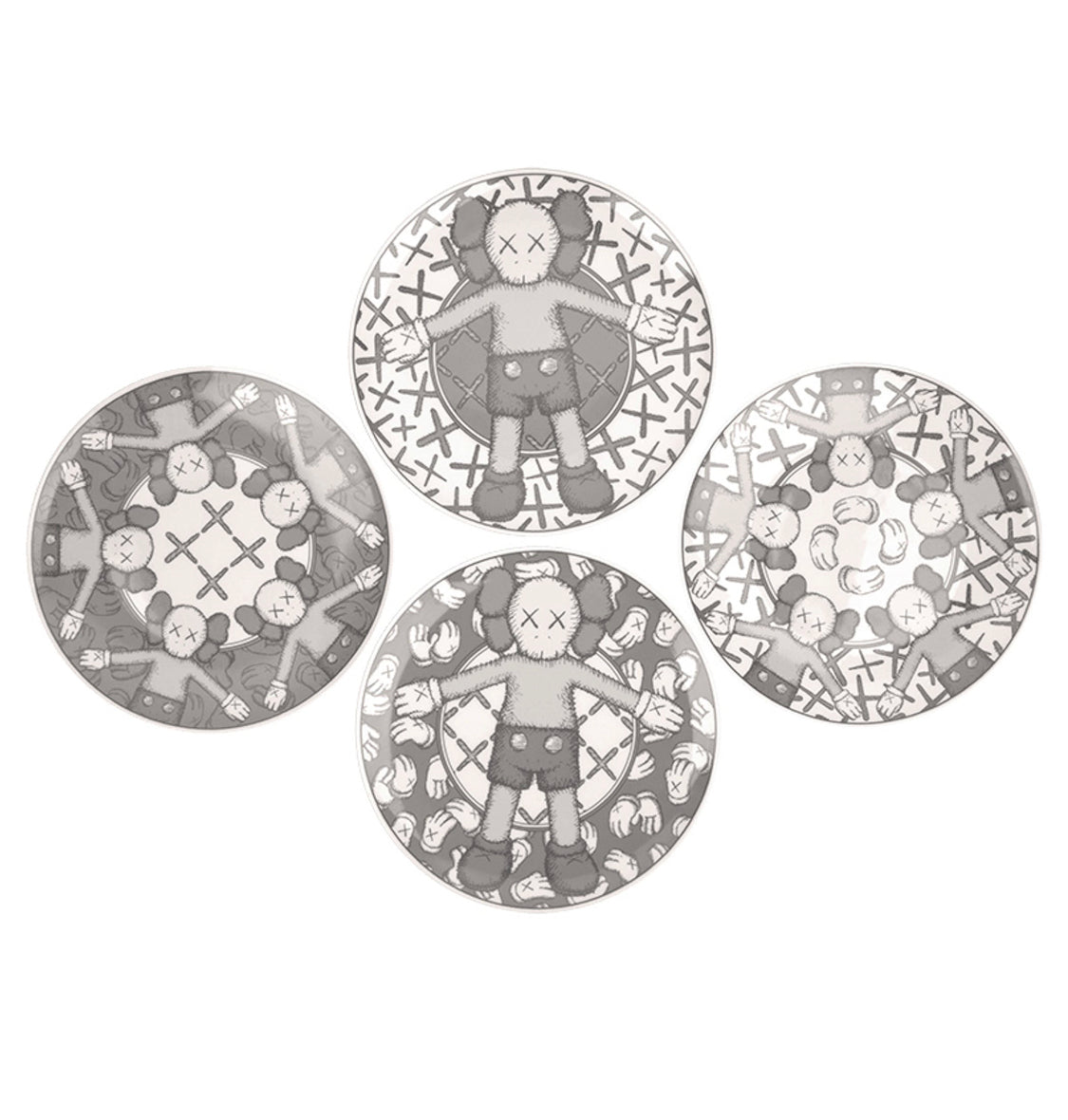 KAWS - Ceramic Plate Set (Grey) (Set of 4), 2019