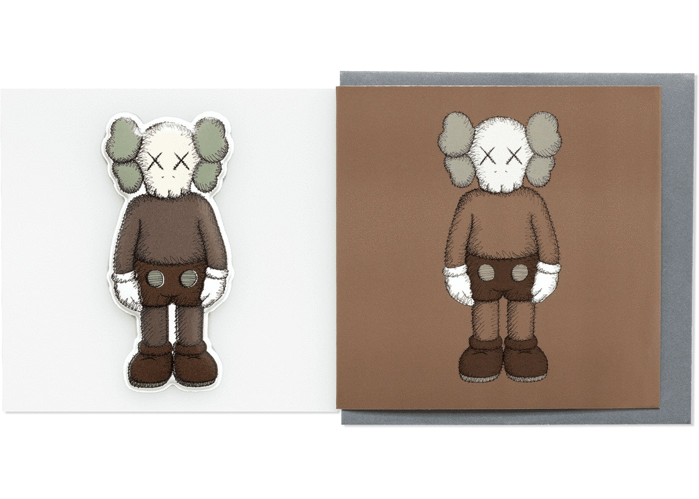 KAWS x NGV Companion Greeting Card with Puffy Sticker (Brown), 2019