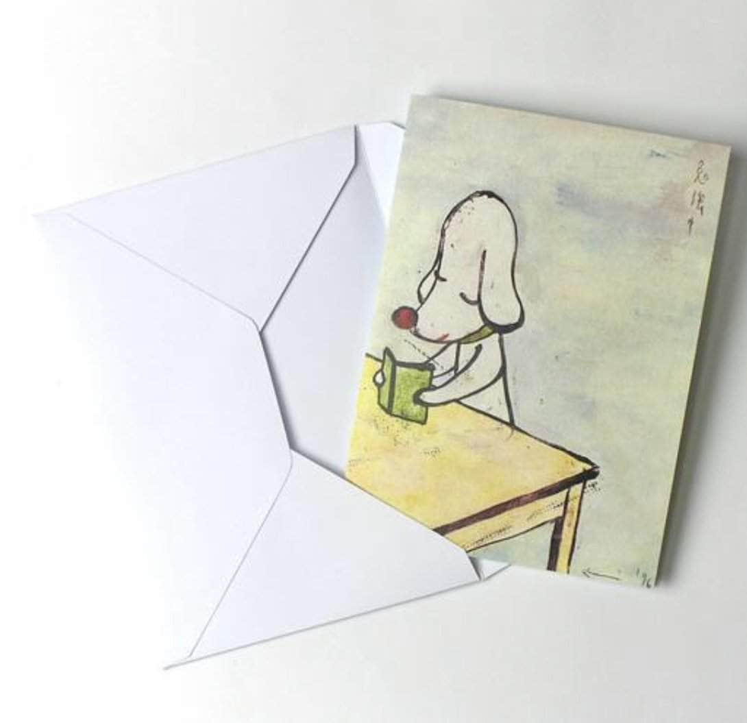 YOSHITOMO NARA - "Studying" Greeting Card